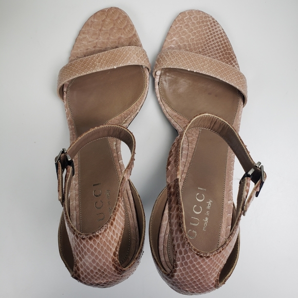 GUCCI Sandal Snake Skin Ankle Strap Heels sz 38.5 C US 8 - Picture 9 of 16